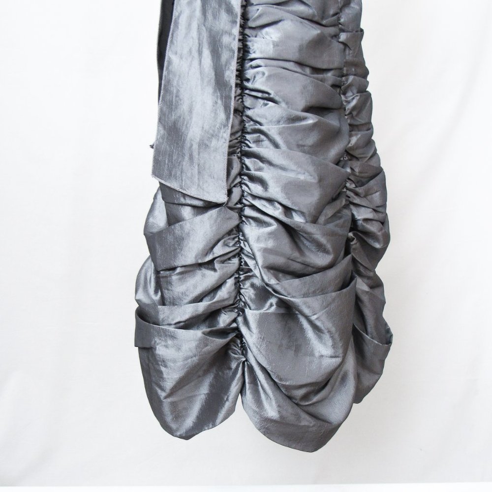 I. Design Original Vintage 90s Silver Ruched Dress Party dress! Size-S - Picture 3 of 14